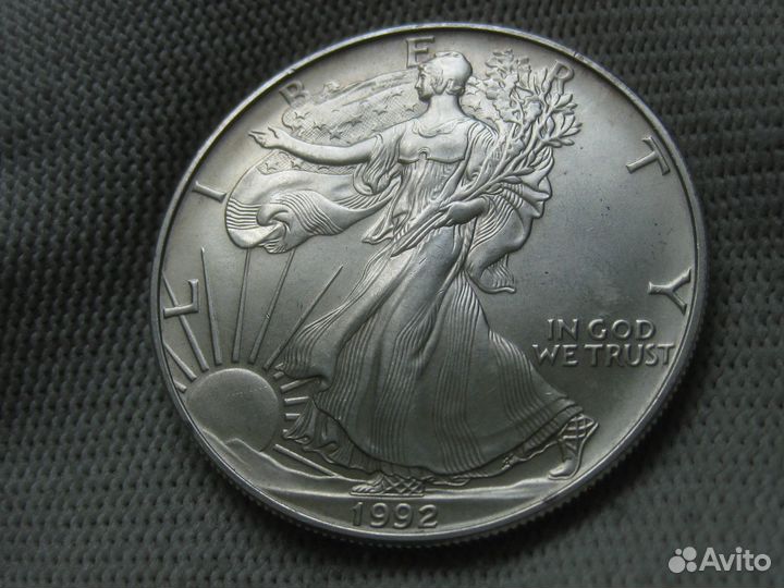 США 1 доллар 1992 Шагающая свобода Серебро 999