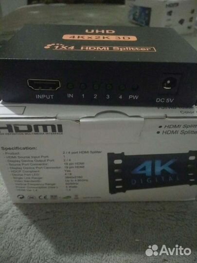 Hdmi разветвитель 1*4 splitter
