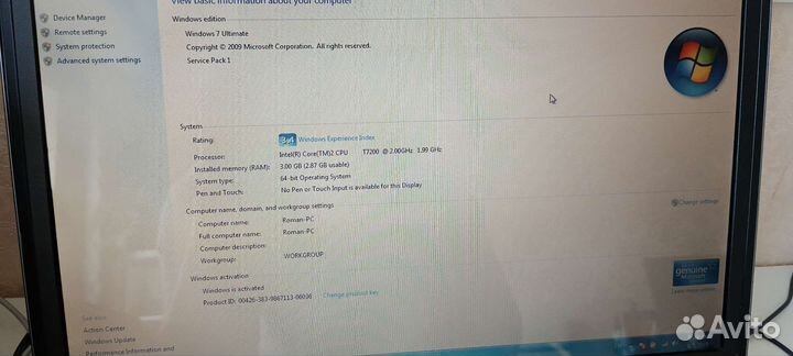 Asus Intel Core 2/DDR 3Gb/HDD 80Gb