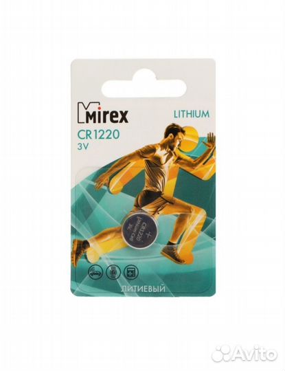 Батарейка литиевая Mirex, CR1220-1BL, 3В