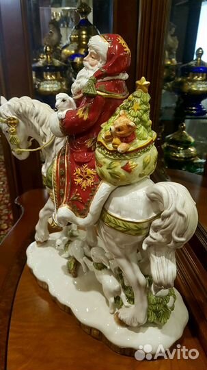 Дед Мороз на лошади Фарфор 42см Fitz and Floyd