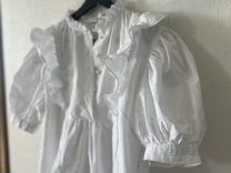 Блузка - рубашка хлопок шитье кружево воланы, 44
