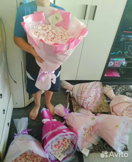 Сладкий букет из конфет Рафаэлло 14 февраля