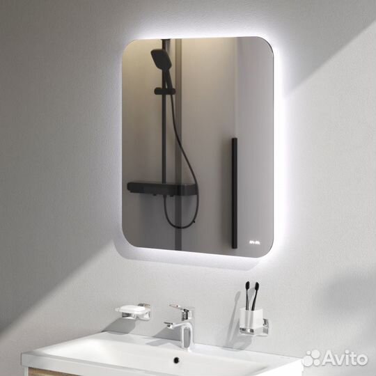 Зеркало с подсветкой в ванную закругленное 60 AM.P