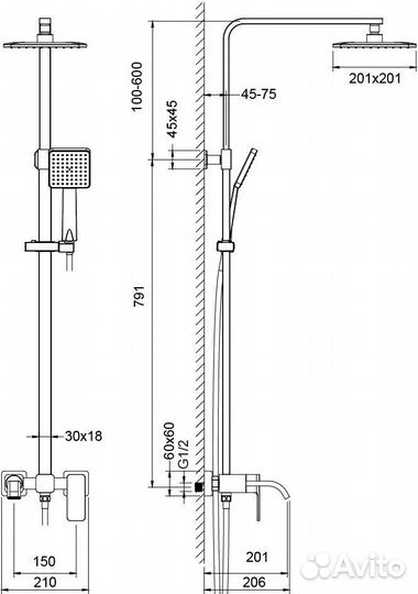 Душевая стойка Timo Selene SX-1013/03 черная