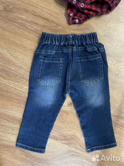 Наряд (рубашка-боди, джинсы)на мальчика 80