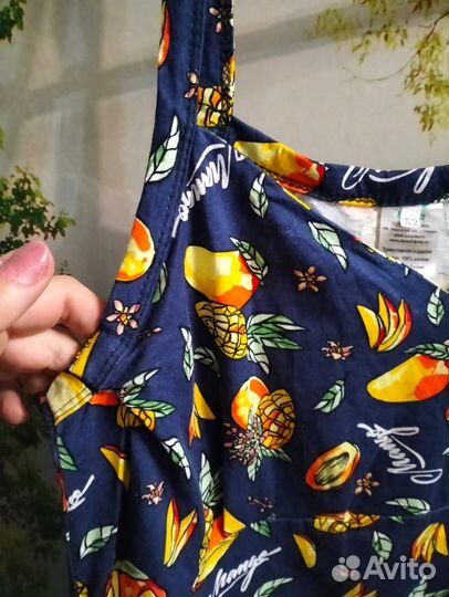 Платье летнее синее с манго р.50-52