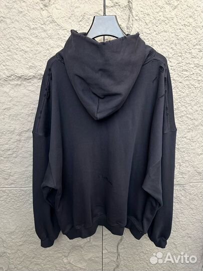 Худи Balenciaga Liberty Black Distressed Hoodie