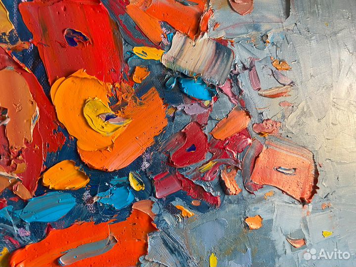 Большая картина маслом на холсте цветы