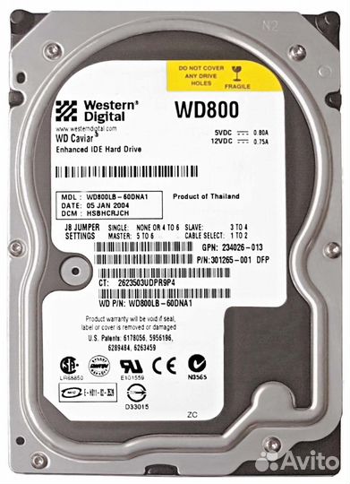 Жесткий диск Western Digital WD800LB 80Gb 7200 IDE