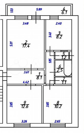 3-к. квартира, 61,3 м², 1/5 эт.