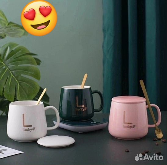 Керамическая кружка с крышкой, ложкой