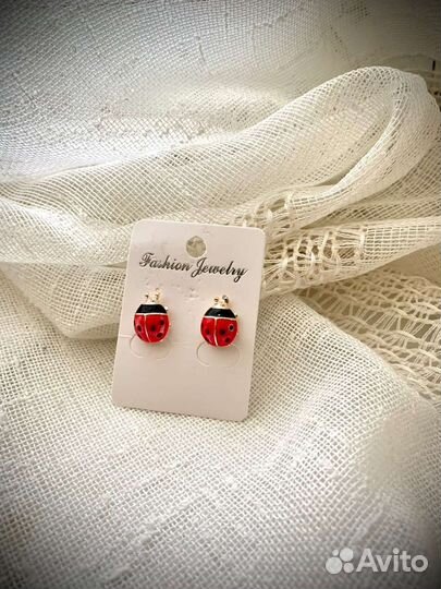 Серьги Божьи коровки