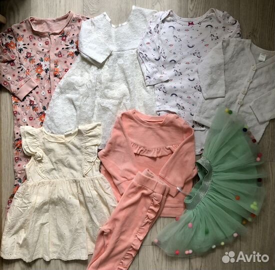 Одежда на девочку 74-80 (H&M, Carters, Pelican)