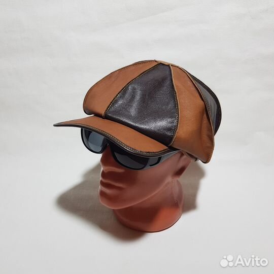 Кепка восьмиклинка из натуральной кожи