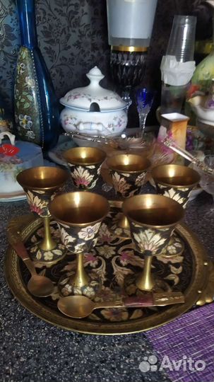 Поднос и 6 рюмок Индия
