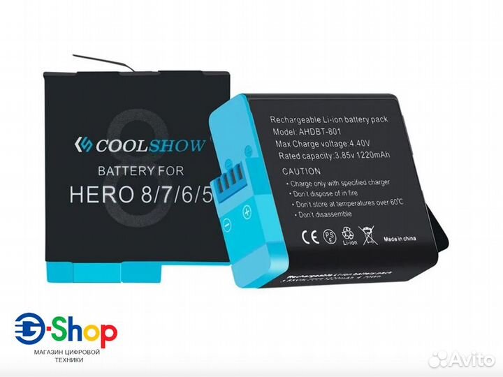 Аккумулятор на GoPro 5/6/7/8 CoolShow 1200mAh