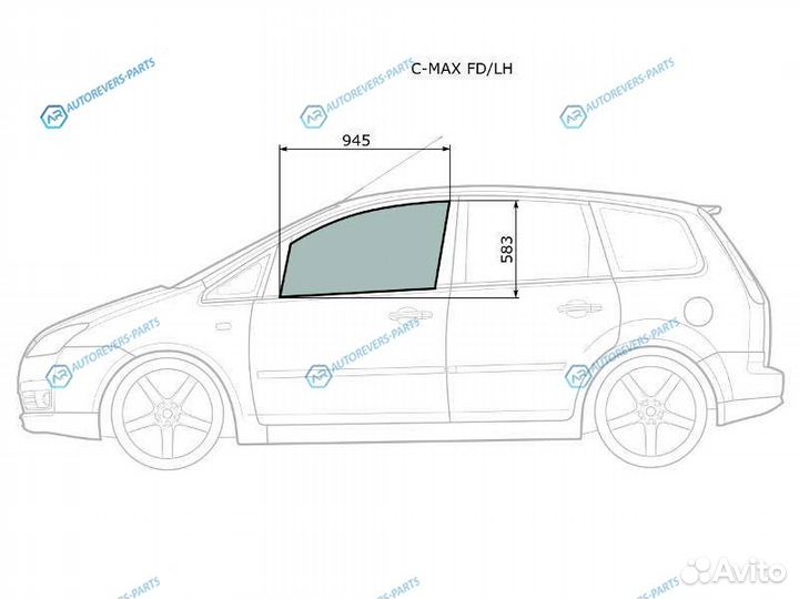 C-MAX fdlh Стекло переднее левое опускное ford 03
