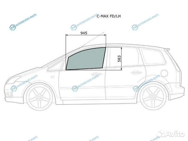 C-MAX fdlh Стекло переднее левое опускное ford 03