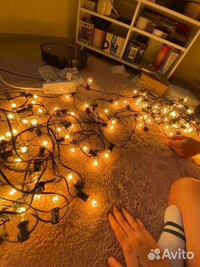 Уличная ретро гирлянда с лампочками 15 m