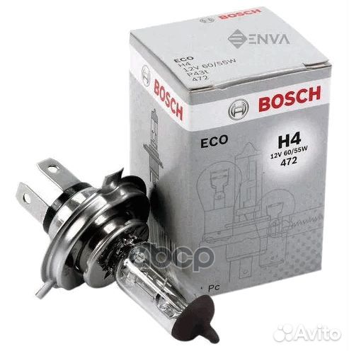 Лампа 12V H4 60/55W P43t bosch ECO 1 шт. картон 1