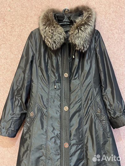 Пуховик женский длинный зимний с подкладкой 48-50