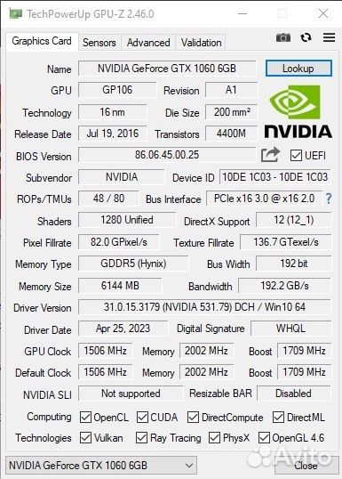 Gtx 1060 6 gb palit