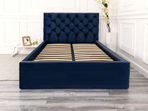 Кровать 120х200 синий велюр