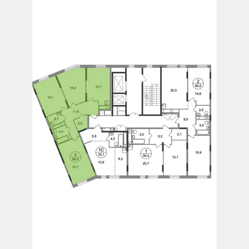 3-к. квартира, 88,9 м², 5/17 эт.