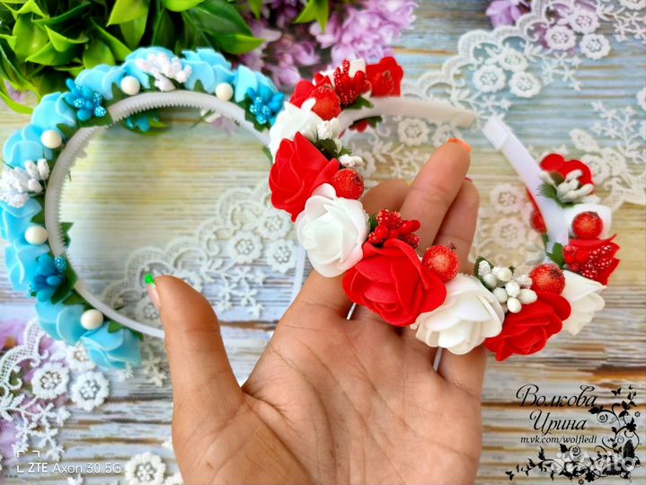 Ободок (обруч) с цветами