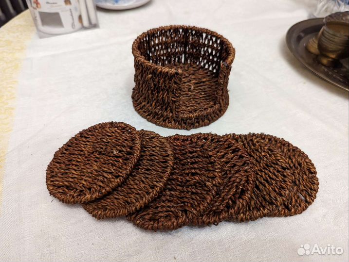 Плетеные декели / подставки под стаканы в наборе