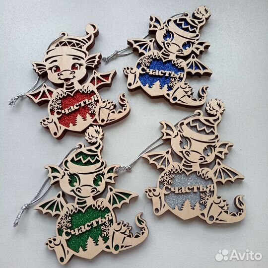 Дракончик новогодний игрушка из дерева