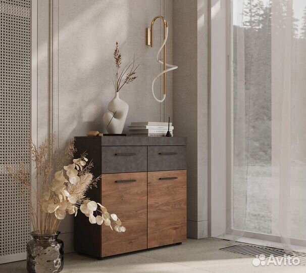 Тумба Брауни KOM2D2S, матера/дуб канзас