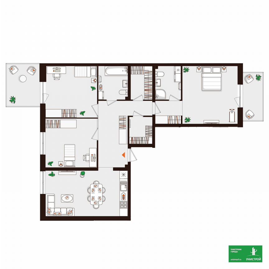 3-к. квартира, 102,1 м², 1/5 эт.