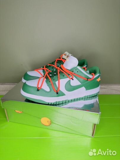 Кроссовки nike sb dunk low pine green off white