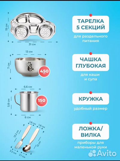 Набор детской посуды для кормления