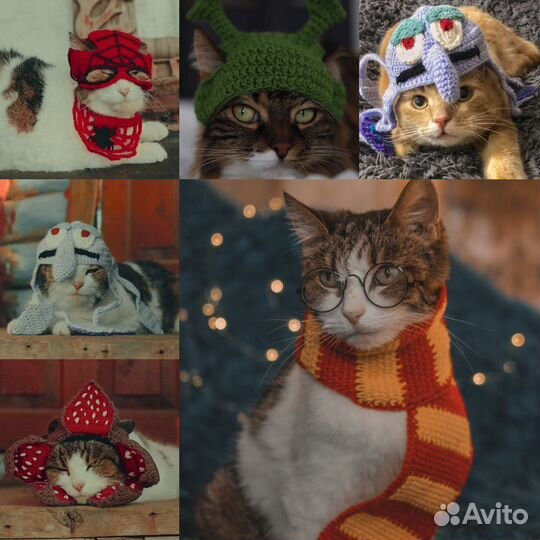 Вязаные шапочки для котиков