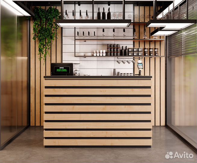 Барная стойка для кафе, кофеен Лайн Клен/Черный