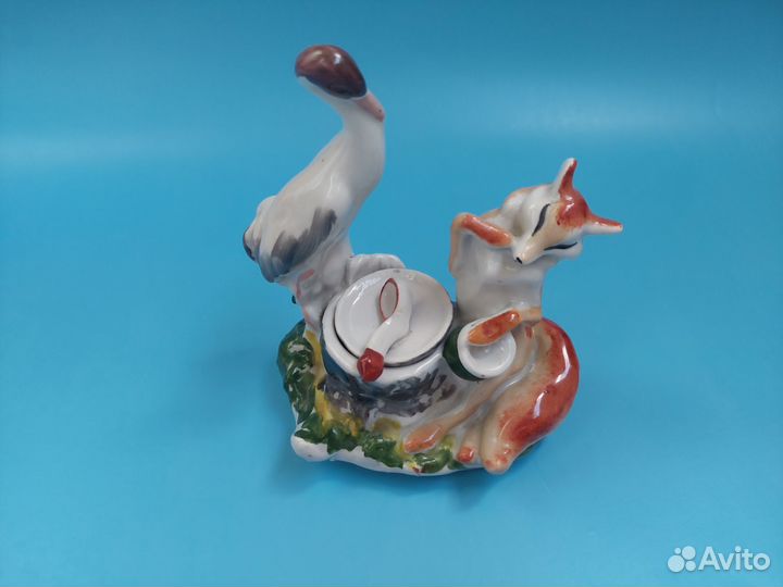 Чернильница СССР лиса и журавль 1950 Прогресс