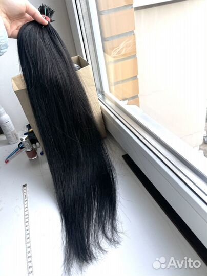Волосы для наращивания бу 58 см черные