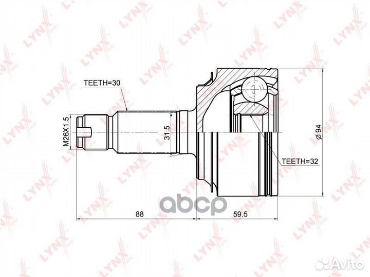 Шрус наружный перед прав/лев CO3671 lynxauto