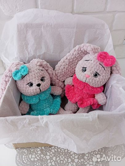 Мягкая игрушка зайчик вязаный, зайка вязаная