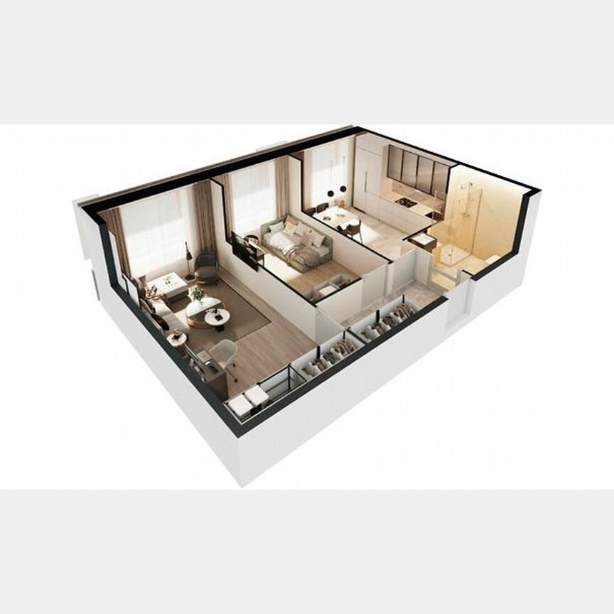 2-к. апартаменты, 56,8 м², 6/30 эт.