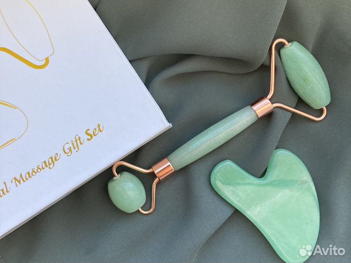 Скребок гуаша ролик массажер для лица