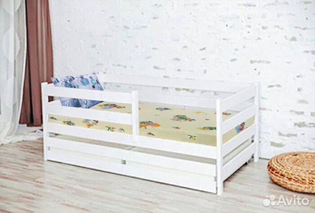 Кроватка софа эко берёза высокий борт детская