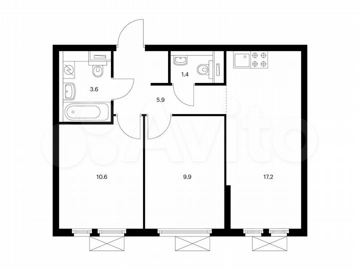 2-к. квартира, 48,6 м², 25/25 эт.