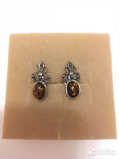 Серьги янтарь