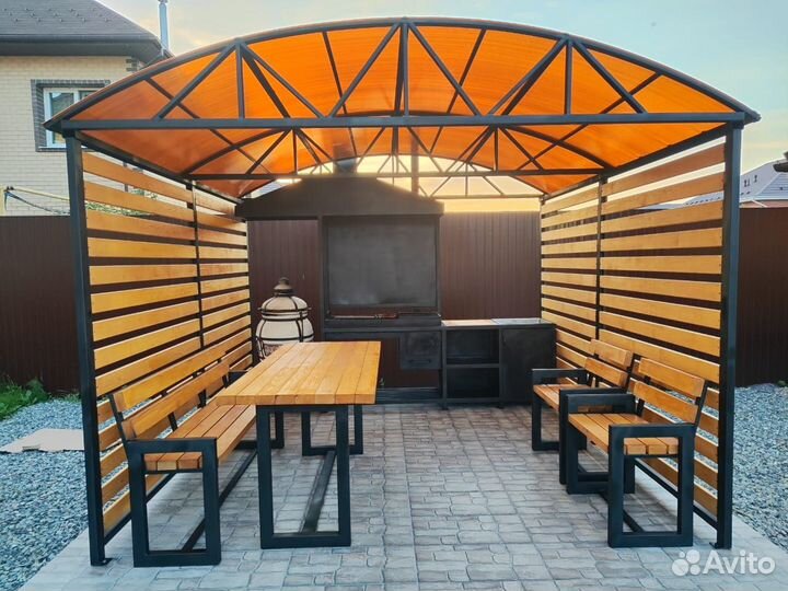 Беседка под ключ с мангалом, мебелью производитель