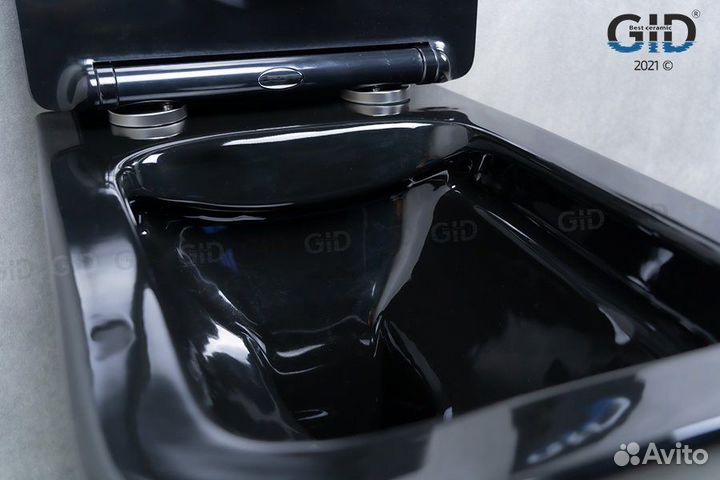 Подвесной унитаз безободковый глянц Gid Tr2144BL