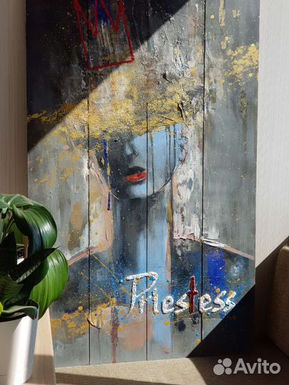 Картина на досках большая - жрица